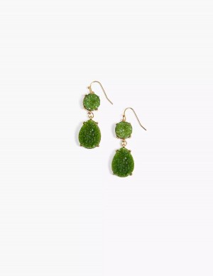 Lane Bryant Green Druzy Drop Women Earrings Gold | YRT1653EM