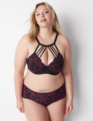 Lane Bryant High-Neck Lightly Lined Women Balconette Bra Black | JNO3182YS