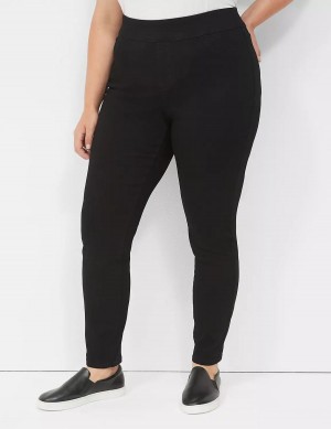 Lane Bryant High-Rise Sateen Pull-On Women Jeggings Black | IVK9254US