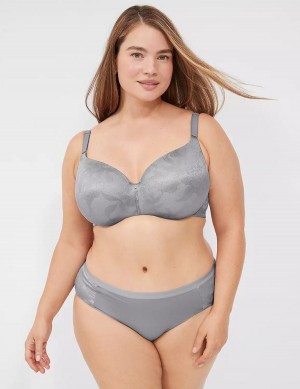 Lane Bryant Invisible Lace Backsmoother Lightly Lined Women Balconette Bra Grey | POS6473GH