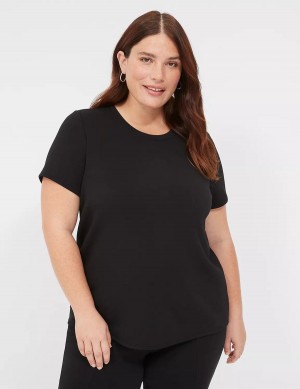 Lane Bryant Journey Short-Sleeve Tee Women T Shirts Black | KQS9170SX