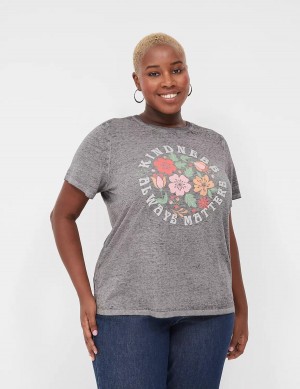 Lane Bryant Kindness Always Matters Burnout Graphic Tee Women T Shirts Dark Grey | PLS4556FS