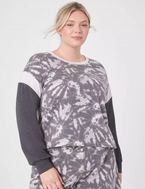 Lane Bryant LIVI CozySoft Long-Sleeve Crew-Neck Women Sweatshirts Grey Multicolor | DJV7351VR