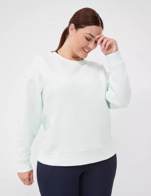 Lane Bryant LIVI Crew-Neck French Terry Washed Women Sweatshirts Light Green | QLF8153MI