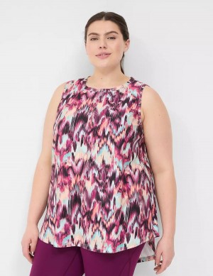 Lane Bryant LIVI Crew-Neck V-Back Recycled LIVI Soft Women Tank Top Red Multicolor | WRT2520JP