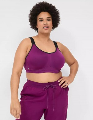 Lane Bryant LIVI High-Impact Wicking Underwire Women Sports Bra Dark Purple | JZL2679YG