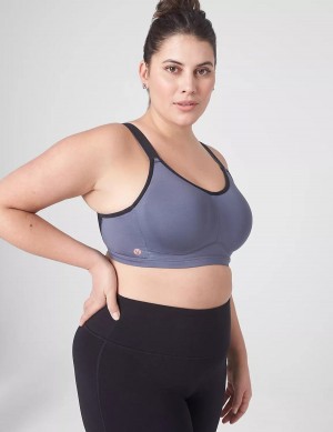 Lane Bryant LIVI High-Impact Wicking Underwire Women Sports Bra Grey Black | MKC4526CR