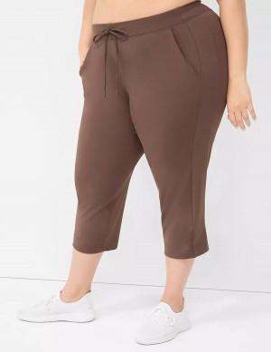 Lane Bryant LIVI Knit Capri Women Pants Dark Brown | KTY548RK