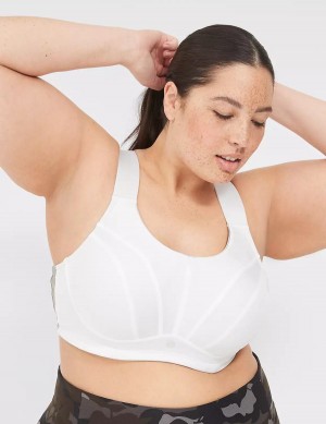 Lane Bryant LIVI Max Support Wicking Underwire Women Sports Bra White | SRA3431UC