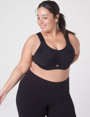 Lane Bryant LIVI Max Support Wicking Underwire Women Sports Bra Black | WIA8890DA