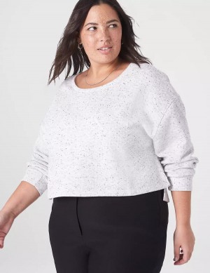 Lane Bryant LIVI Quilted Cropped Women Sweatshirts White Rose | OFY1779AS