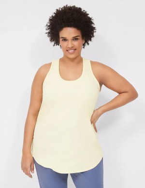 Lane Bryant LIVI Scoop-Neck Wicking Rib Racerback Women Tank Top Yellow | NYD975AI