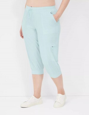 Lane Bryant LIVI Stretch Woven Capri Women Joggers Light Green | CHL658PN