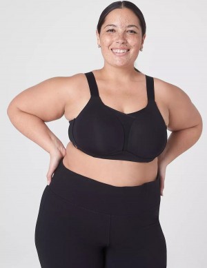 Lane Bryant LIVI Wireless Medium-Impact Wicking Women Sports Bra Black | XZW7575OA