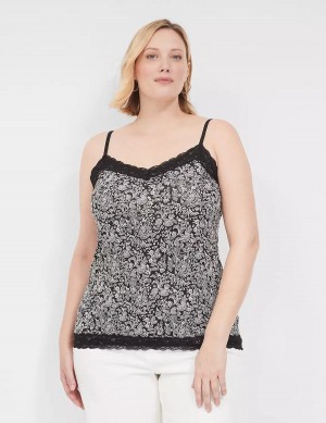 Lane Bryant Lace-Trim Cami Women Tank Top Black | ZPO2551OV