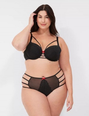 Lane Bryant Lace-Trim Lightly Lined Women Balconette Bra Black | XUK4732TB