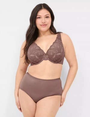 Lane Bryant Lace Unlined Full Coverage Women Bralettes Deep Grey Brown | BDK1523OI