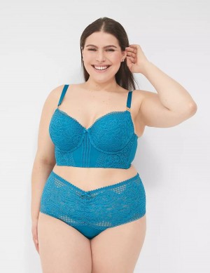 Lane Bryant Lace Women Thong Panty Blue | HWQ897PT