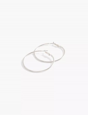 Lane Bryant Large Women Hoop Earrings Silver | JOJ6052KQ