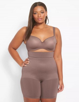 Lane Bryant Level 2 Shaping Ultra High-Waist Short Women Briefs Deep Grey Brown | LXT2166CL