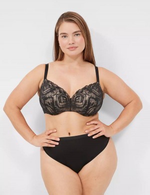 Lane Bryant Lightly Lined With Lace Women Balconette Bra Black | REH28100CF