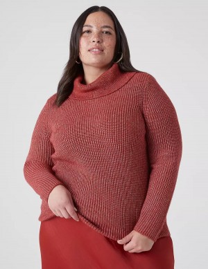 Lane Bryant Long-Sleeve Cowlneck Rib Women Sweaters Red | MBK5985DM