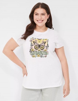 Lane Bryant Love & Faith Graphic Tee Women T Shirts White | ORF6351SR