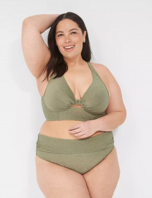 Lane Bryant Lurex Foldover-Waist Swim Women Briefs Green | WJD6217KS