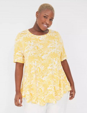 Lane Bryant Max Swing Perfect Sleeve Crew-Neck Tee Women T Shirts Yellow | EXW4682UR