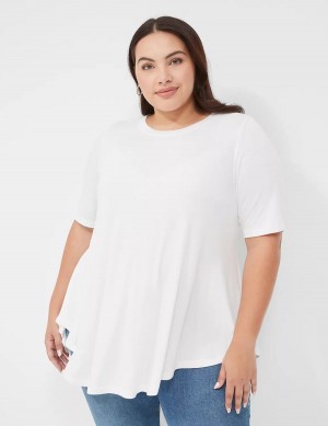 Lane Bryant Max Swing Perfect Sleeve Crew-Neck Tee Women T Shirts White | TPV7821MB