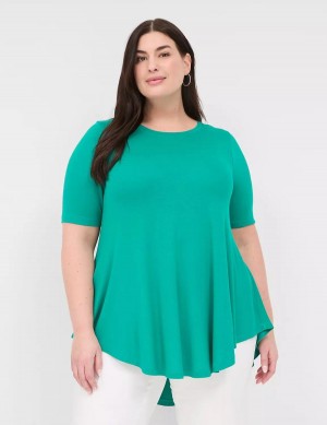 Lane Bryant Max Swing Perfect Sleeve Crew-Neck Tee Women T Shirts Light Turquoise | ELK4858JC