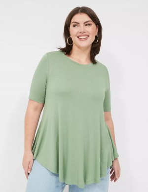 Lane Bryant Max Swing Perfect Sleeve Crew-Neck Tee Women T Shirts Light Green | EPQ2923MD