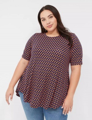 Lane Bryant Max Swing Perfect Sleeve Crew-Neck Tee Women T Shirts Coffee | NQW9281EQ