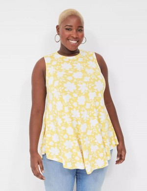 Lane Bryant Max Swing Sleeveless High-Neck Tunic Women T Shirts Yellow | NZN4587ID