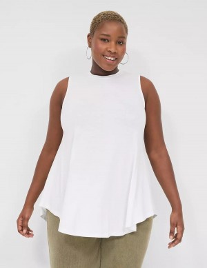 Lane Bryant Max Swing Sleeveless High-Neck Tunic Women T Shirts White | URK3393LY