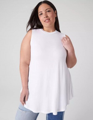 Lane Bryant Max Swing Sleeveless High-Neck Tunic Women T Shirts White | RGW3888OX