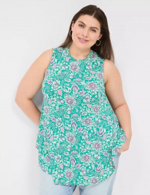 Lane Bryant Max Swing Sleeveless High-Neck Tunic Women T Shirts Light Turquoise | AWK1316WO