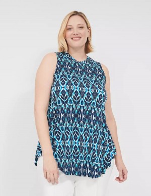 Lane Bryant Max Swing Sleeveless High-Neck Tunic Women T Shirts Blue | HSA5637FS