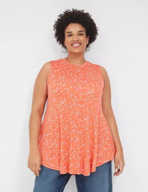 Lane Bryant Max Swing Sleeveless High-Neck Tunic Women T Shirts Orange | YDR1140LD