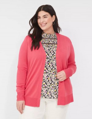 Lane Bryant Modern Long-Sleeve Open-Front Women Cardigan Pink | ZIF2188AI