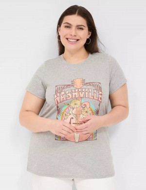 Lane Bryant Nashville Graphic Tee Women T Shirts Light Grey | DZJ3645DF