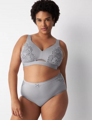 Lane Bryant No-Show Full with Lace Women Briefs Grey | JZM8656NN