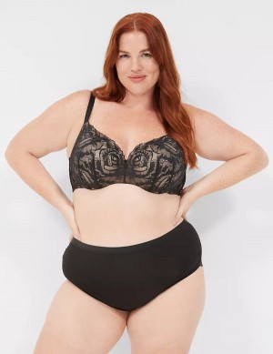 Lane Bryant No-Show Lace-Back Full Women Briefs Black | DOZ532JX