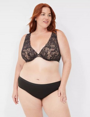 Lane Bryant No-Show Lace-Back Women Hipster Panty Black | YGW6878VL