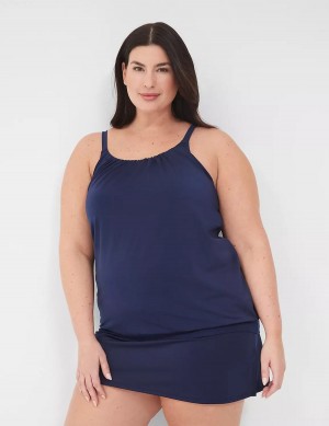 Lane Bryant No-Wire Blouson Tankini Women Bikini Top Blue | YCJ575TF