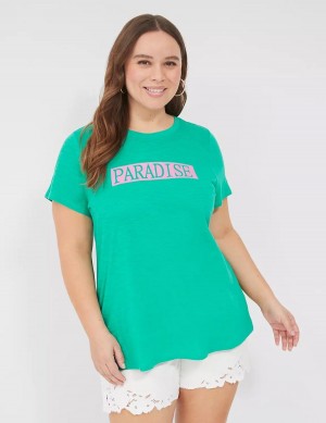 Lane Bryant Paradise Graphic Tee Women T Shirts Turquoise | HXG5734VN