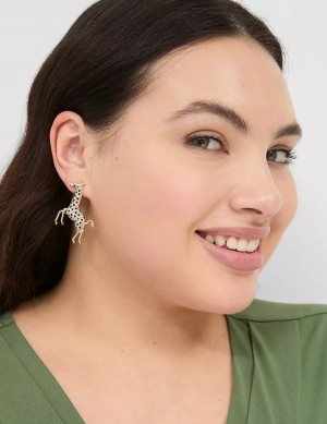 Lane Bryant Pave Giraffe Statement Women Earrings Gold | CZM9184FY