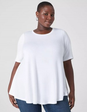 Lane Bryant Perfect Sleeve Crew-Neck Extreme Swing Tunic Women T Shirts White | UVP8168FT