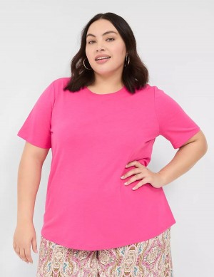 Lane Bryant Perfect Sleeve Crew-Neck Tee Women T Shirts Pink | ABF7447AB