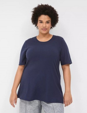 Lane Bryant Perfect Sleeve Crew-Neck Tee Women T Shirts Blue | BRP90100OG